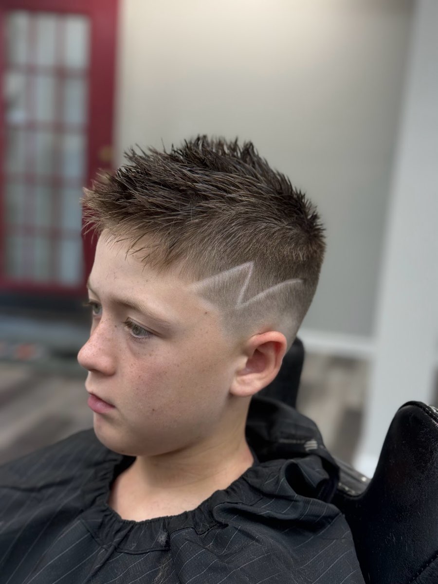 Kids’ fade with a razor-line design